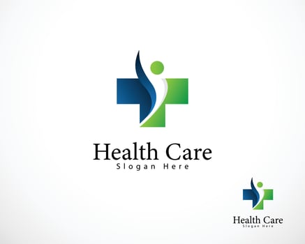 health care logo creative design people plus sign symbol medical clinic vector
