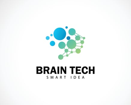 brain tech logo creative connect smart idea science molecule network innovation vector