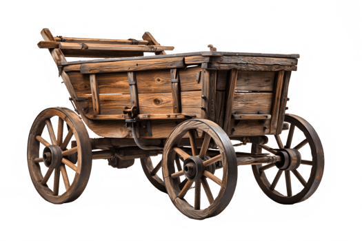 AI generated old wooden cart isolated on transparent background ,vintage wagon png ,generative ai