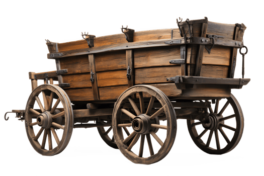 AI generated old wooden cart isolated on transparent background ,vintage wagon png ,generative ai