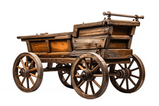 AI generated old wooden cart isolated on transparent background ,vintage wagon png ,generative ai