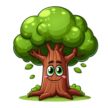 AI generated cartoon illustration of a tree png