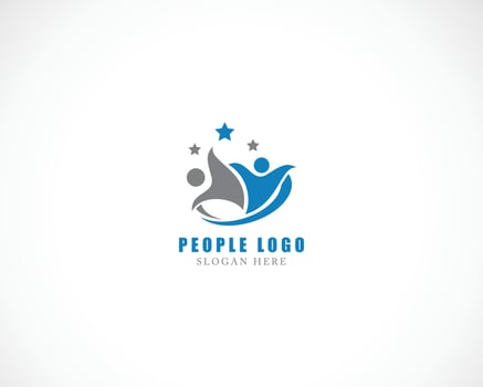 people logo creative care education team family kids happy vector