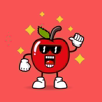 cute apple cartoon mascot character vector
