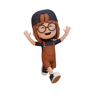 3D cute girl in jumping pose png
