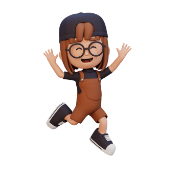 3D cute girl in jumping pose png