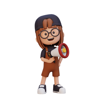 3D cute girl Character Holding a Megaphone png
