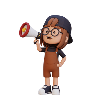 3D cute girl Character talking on Megaphone png