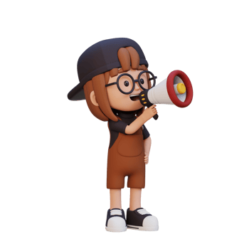 3D cute girl Character talking on Megaphone png