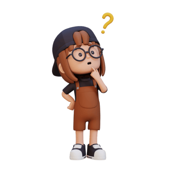 3D cute girl thinking clueless png