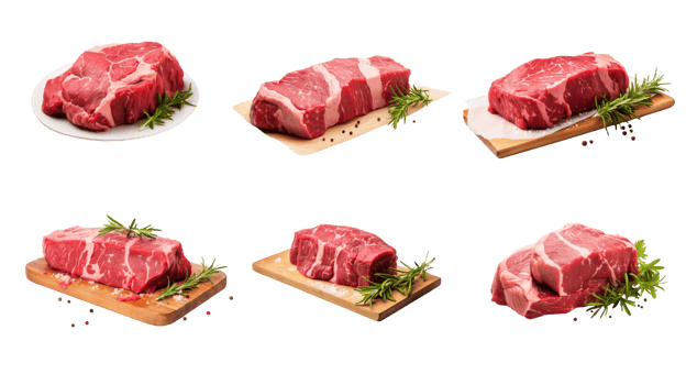 AI generated Collection of PNG. Raw beef isolated on a transparent background. png