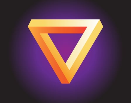 Penrose triangle optical illusion gradient vector illustration