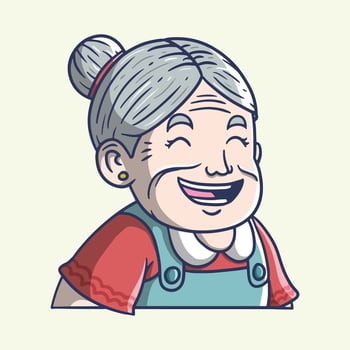 Grandma cooking or granny cartoon mascot character illustration. Hand drawn vector illustration.