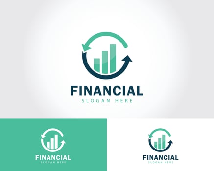 financial logo creative market diagram arrow invest innovation design concept vector