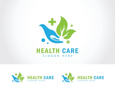 health care logo creative nature leave medical herbal plus design concept clinic vector
