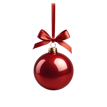 AI generated Christmas ball with red ribbon png