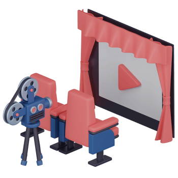 3D Movie Theater Icon for Film Enthusiasts. 3D render png