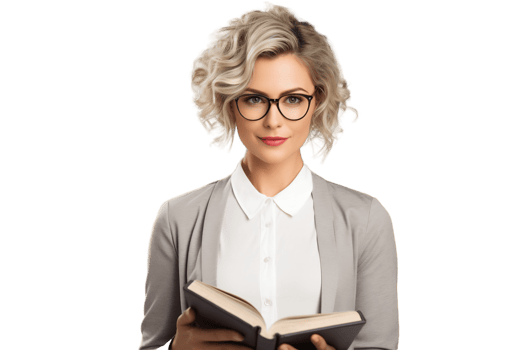 AI generated Female Teacher Holding a Book on Transparent Background. AI png