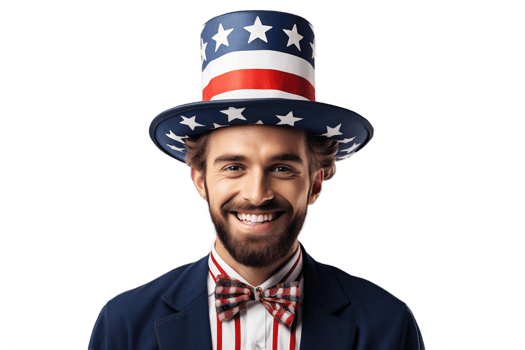 AI generated Happy Female American with Face Paint American Flag on Transparent Background. AI png