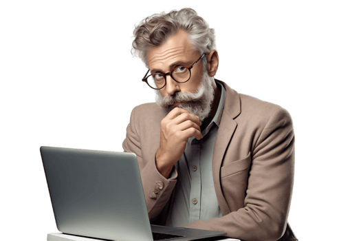 AI generated IT Professional with Laptop on Transparent Background. AI png