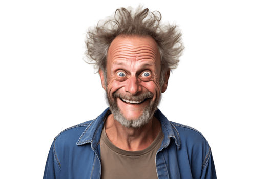 AI generated Amiable Man Face Laughing on Transparent Background. AI png