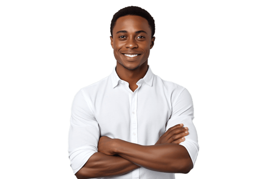 AI generated Young Smiling African American Man Portrait on Transparent Background. AI png