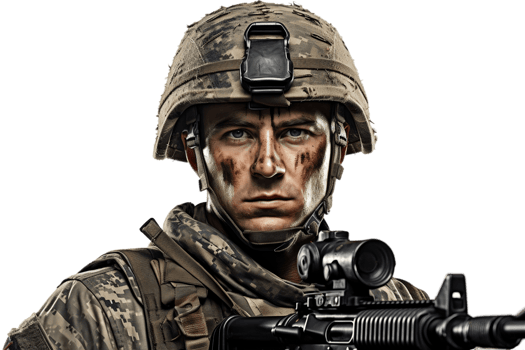 AI generated Soldier Holding Gun Isolated on Transparent Background. AI png