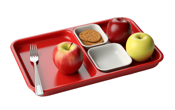 Cafeteria Tray and Lunchbox on White On Transparent Background. png