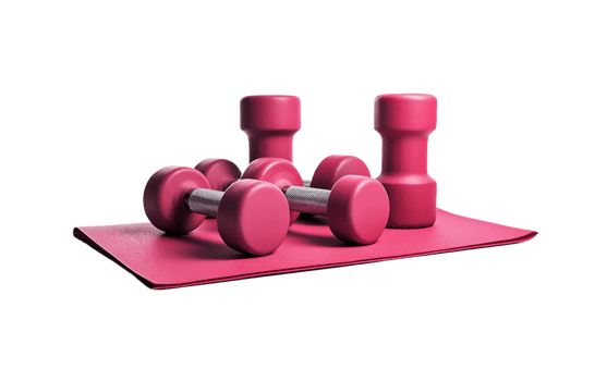 AI generated Dumbbells and Mat Artistry for Health On Transparent Background. png