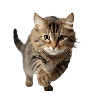 AI generated a cat is running on a transparent background png