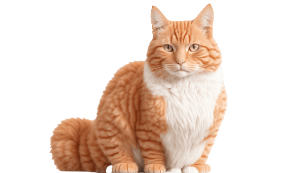 AI generated gold cat sitting on transparency background png