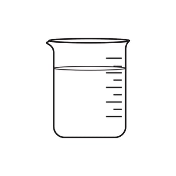 Hand drawn Kids drawing Cartoon Vector illustration beaker glass icon Isolated on White