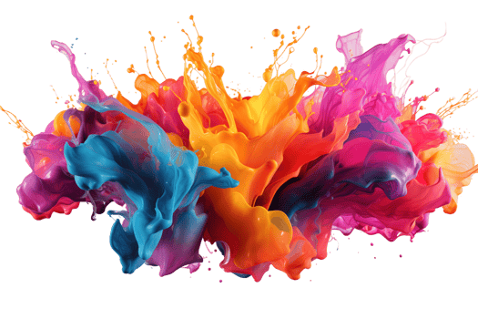 AI generated Colorful paint splashes isolated on transparent background png