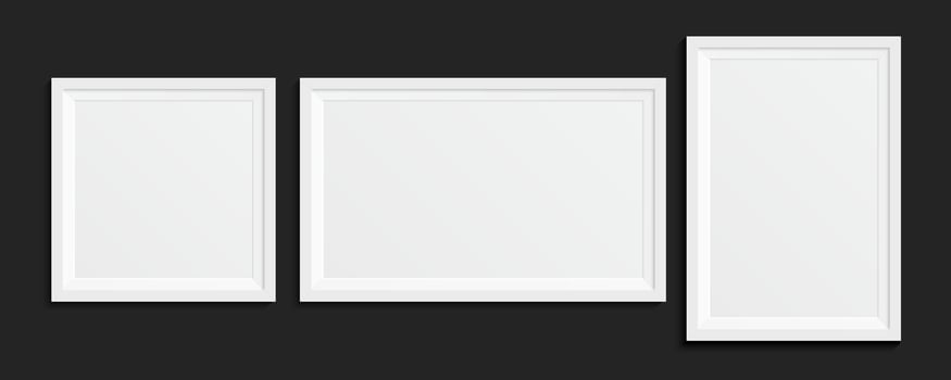 Photo frame design. Picture frame mockup with shadow. Empty photography picture frame mockup. Vector