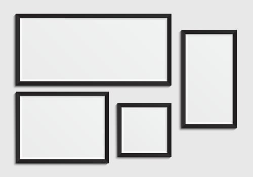 Picture frame design. Blank picture frame mockup. Photo frame wall decoration element. Vector