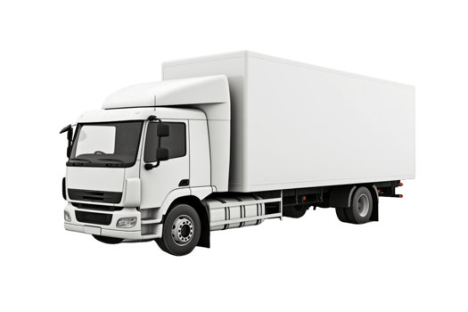 AI generated Delivery white truck with space for text isolated over on transparent background. png