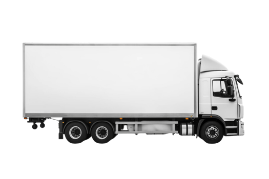 AI generated Delivery white truck with space for text isolated over on transparent background. png