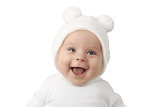 AI generated Portrait newborn baby happy over isolated on transparent background. png