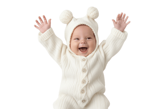 AI generated Portrait newborn baby happy over isolated on transparent background. png
