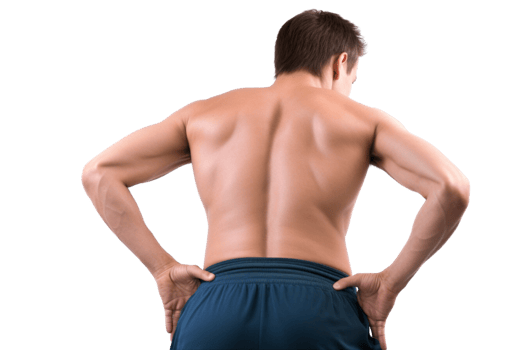 AI generated A man suffering from a lower back pain, cut out on transparent background. png