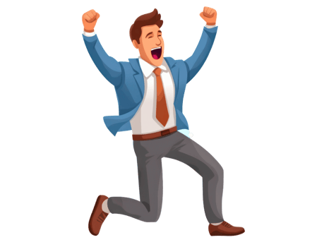 AI generated Happy busineesman excited winning solated on transparent background. png