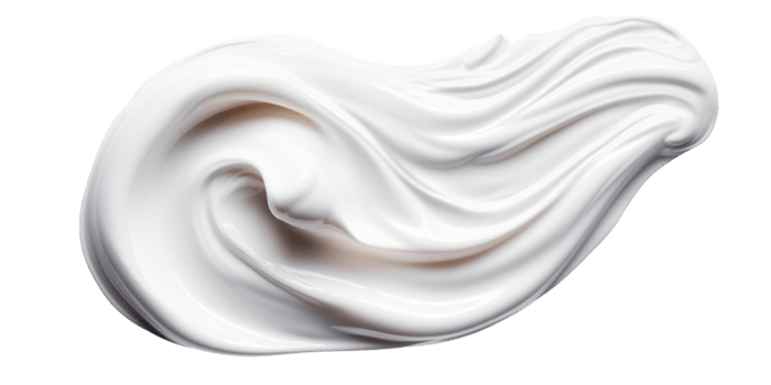 AI generated White cosmetic face creme, body lotion, BB CC cream texture material on transparent background. png