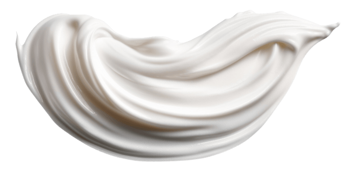 AI generated White cosmetic face creme, body lotion, BB CC cream texture material on transparent background. png