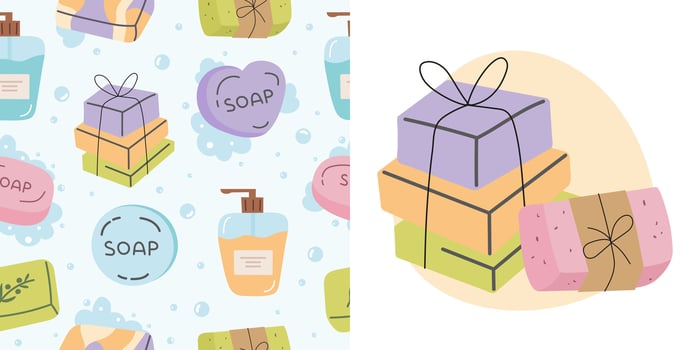 Handmade natural organic soap bar set vector