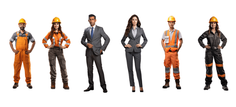 AI generated Executives and Professional team in helmet smiling, isolated on transparent background. png