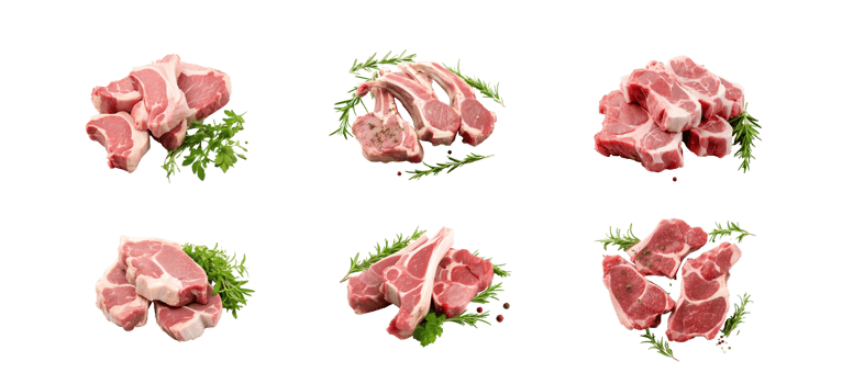 AI generated Collection set of Lamb chops raw on a transparent background. png