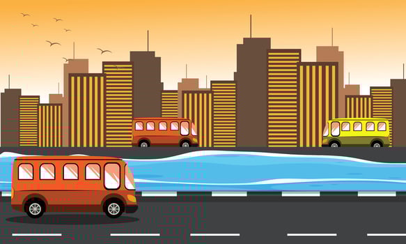 bus on the city beach vector