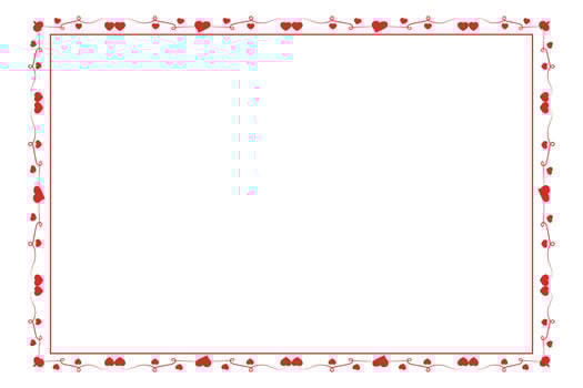Heart Swirl Romantic Love ornaments isolated border layout, red hearts ornate award frame border, Valentines Day Card Border Square frame design, decorative heart rectangle frame vector element