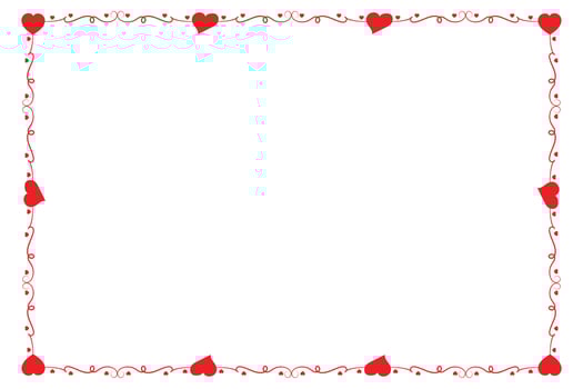 Heart Swirl Romantic Love ornaments isolated border layout, red hearts ornate award frame border, Valentines Day Card Border Square frame design, decorative heart rectangle frame vector element