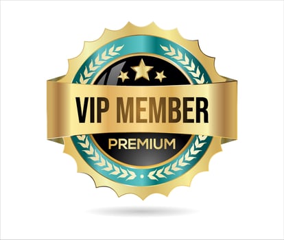 VIP premium membership golden badge on white background vector